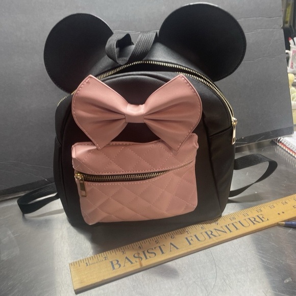NWT DISNEY MINNIE Bioworld Black Backpack w/Pink Front Pocket and Large Inside - Picture 8 of 10